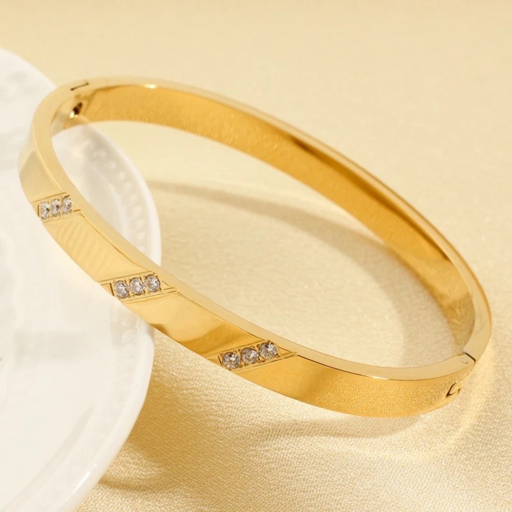 Gold Bangle*High Gloss Design*Waterproof and Tarnish Free*Sweatproof Jewelry